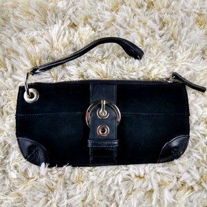 B&BWorks black suede & leather wristlet